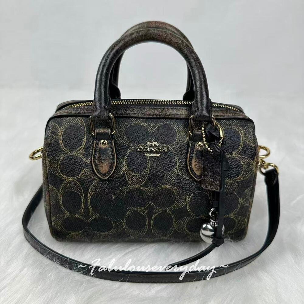 Coach Mini Rowan Crossbody Bag Loved Signature Canvas With Charms CDY29 NWT